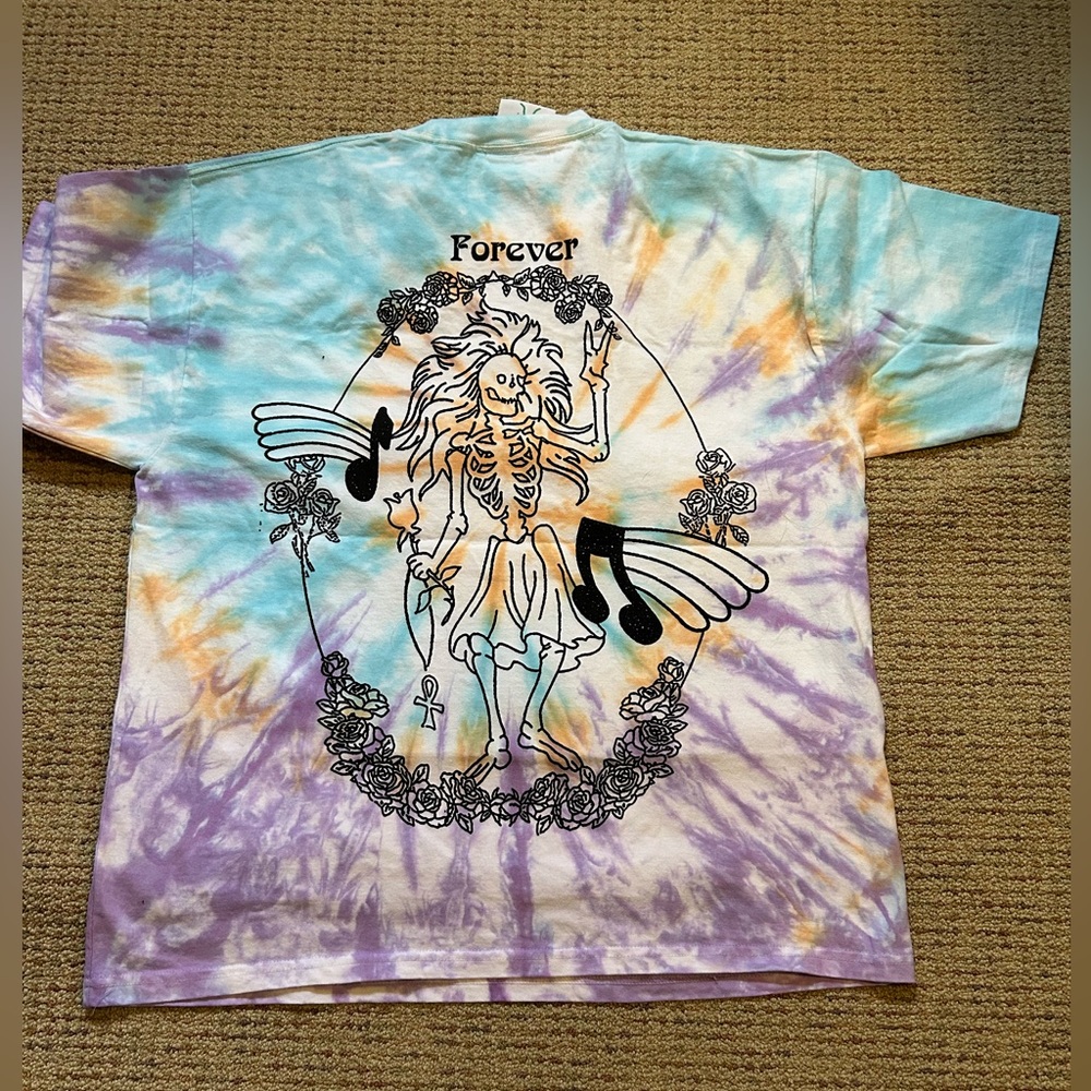 ONLINE CERAMICS- NEW- Tie-Dye Jerry Garcia ROSEBUD Graphic T-Shirt - Picture 5 of 11
